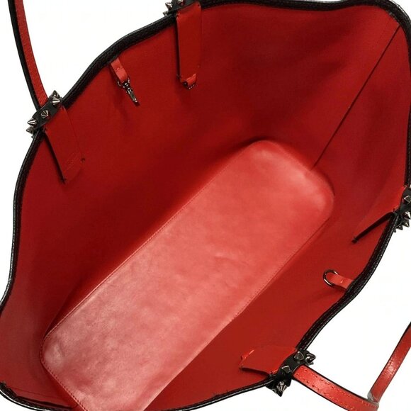 Auth CHRISTIAN LOUBOUTIN Cabata E/W - Black Red Leather Tote Bag - Picture 15 of 16